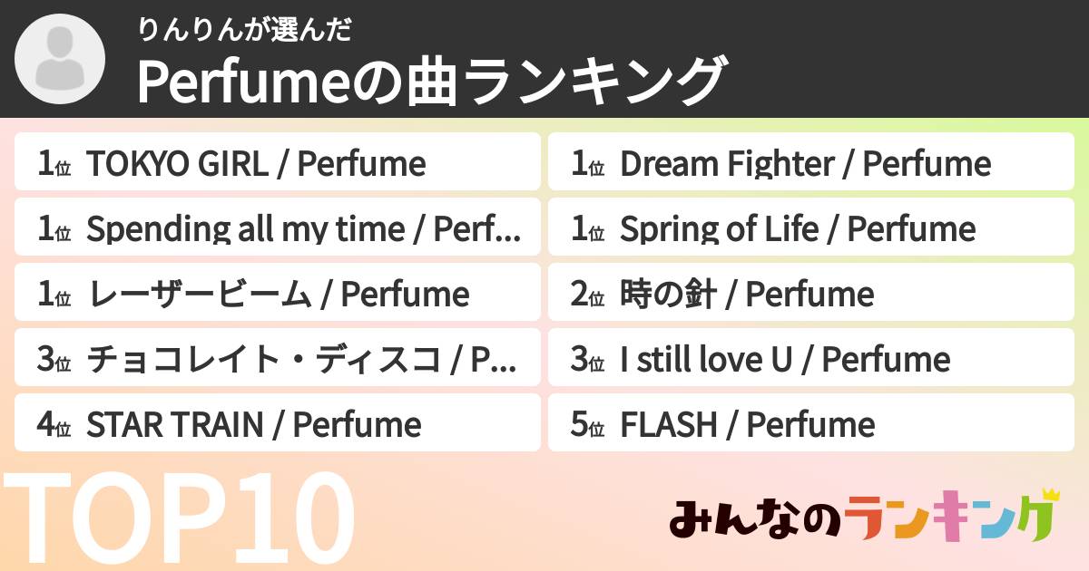 りんりんさんの「Perfumeの曲ランキング」