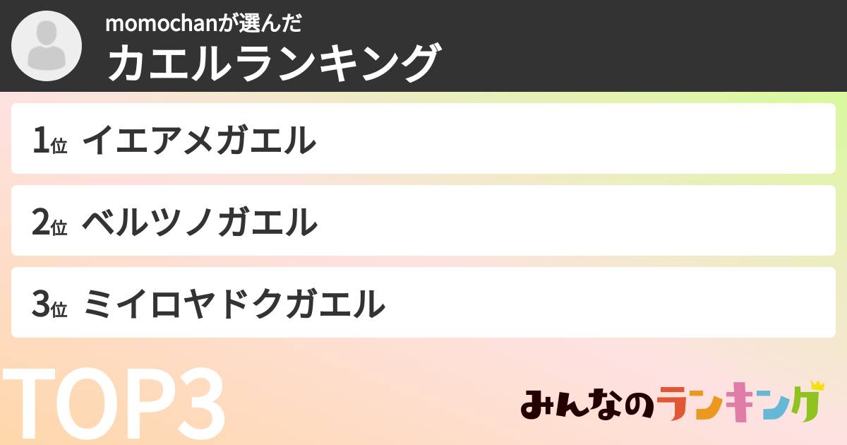 momochanさんの「カエルランキング」