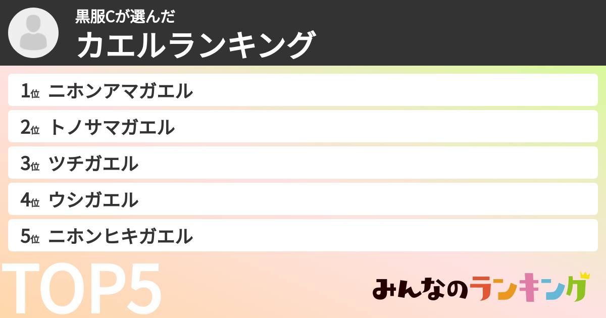 黒服Cさんの「カエルランキング」