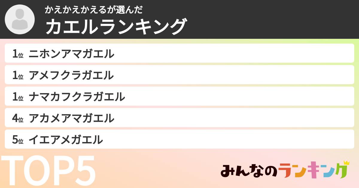 かえかえかえるさんの「カエルランキング」