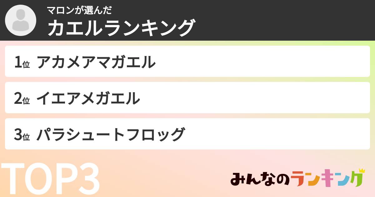 マロンさんの「カエルランキング」