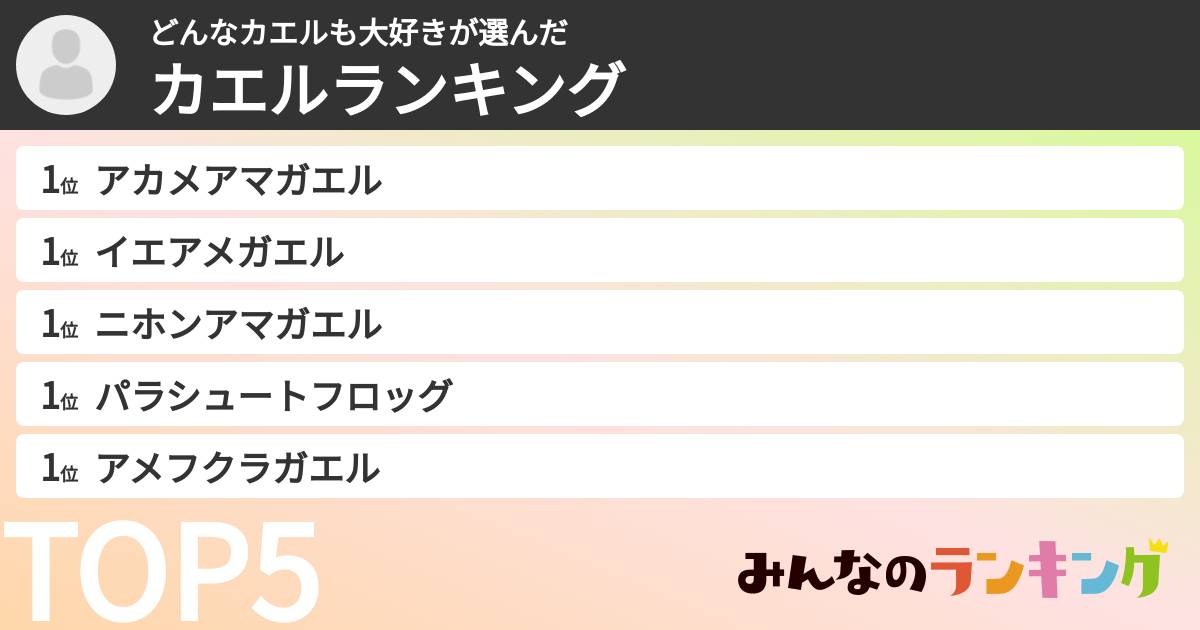 どんなカエルも大好きさんの「カエルランキング」
