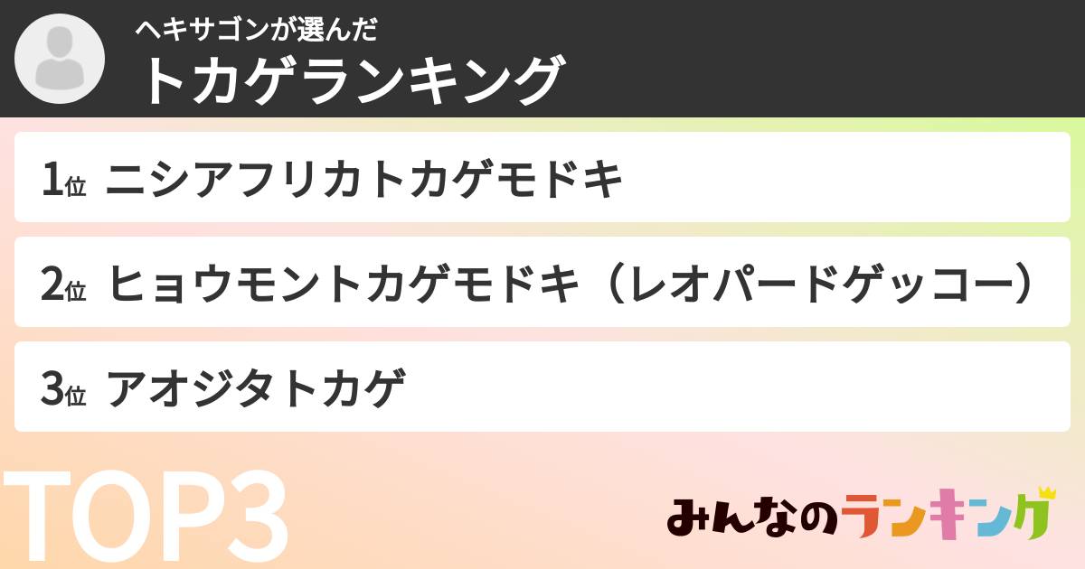 ヘキサゴンさんの「トカゲランキング」