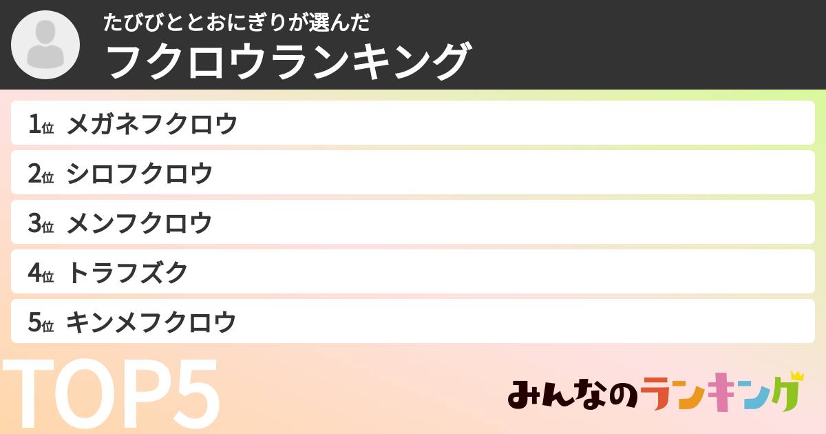 たびびととおにぎりさんの「フクロウランキング」