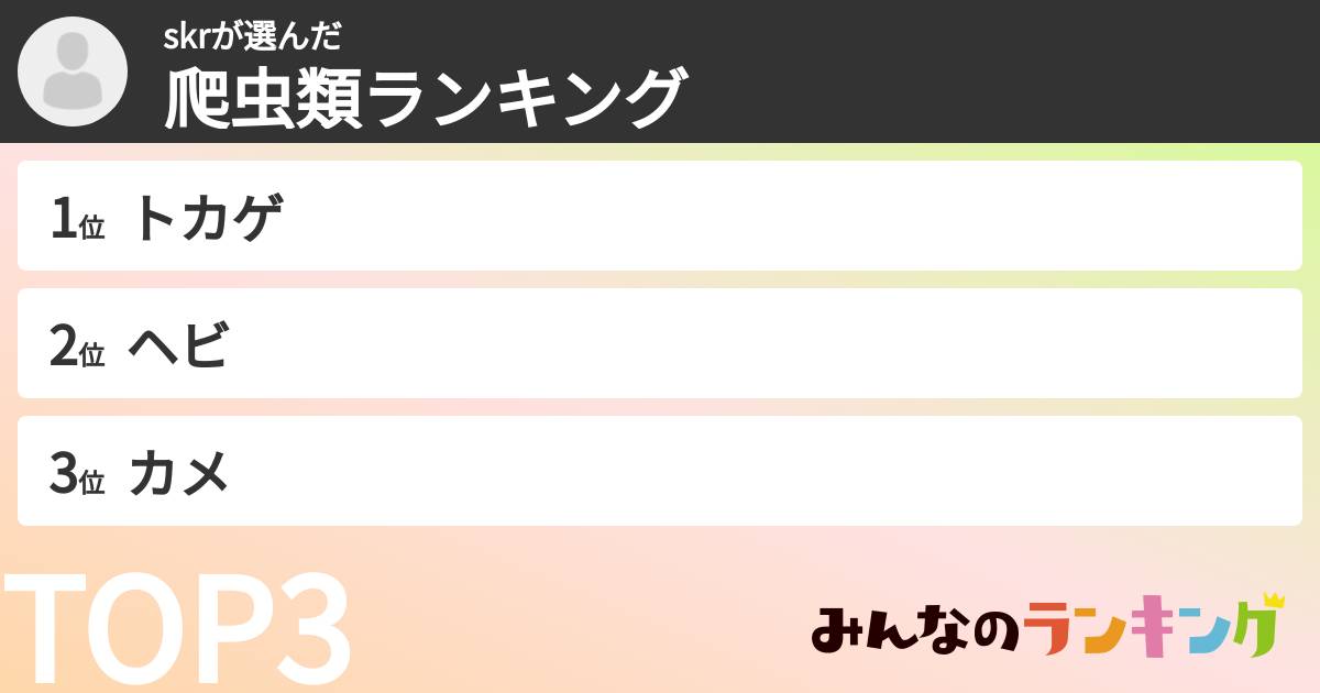 skrさんの「爬虫類ランキング」