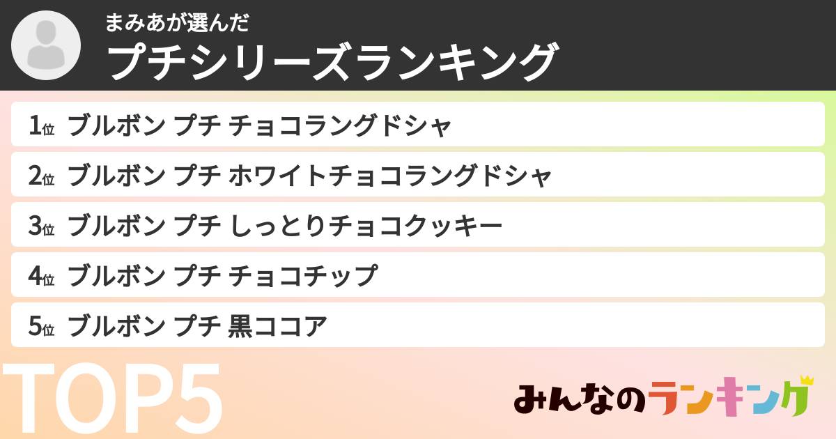 まみあさんの「プチシリーズランキング」