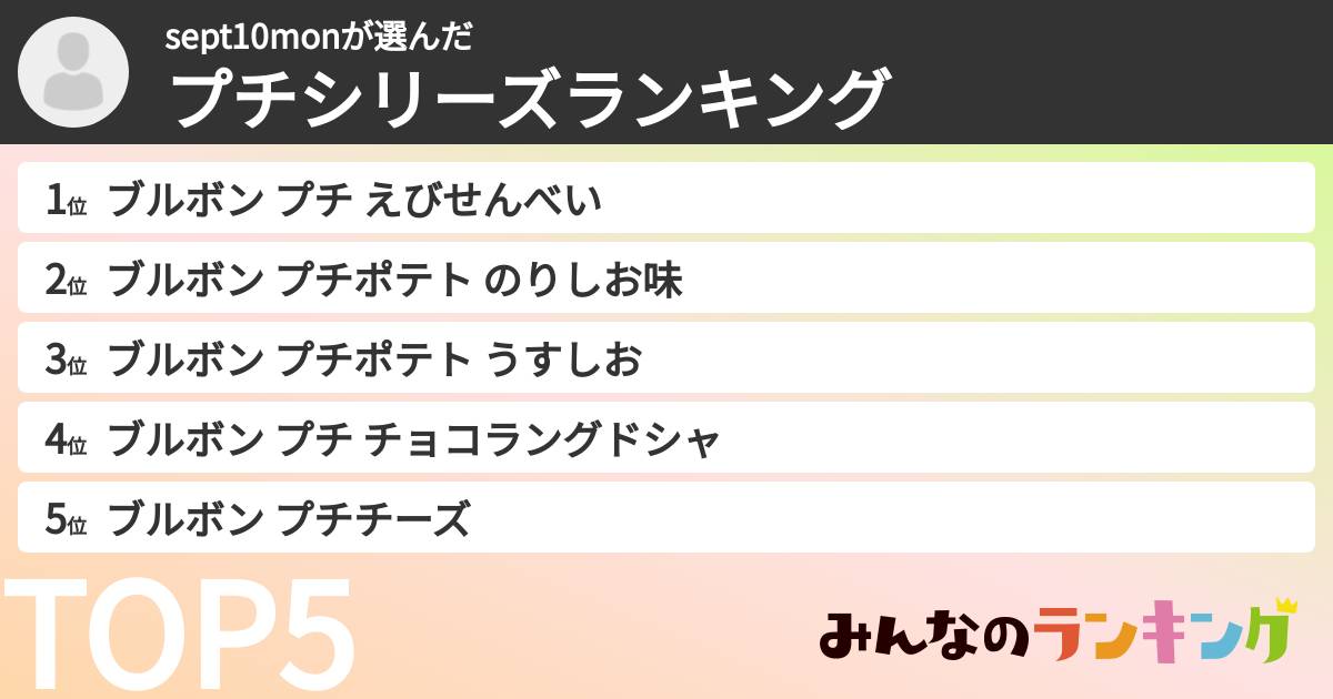 sept10monさんの「プチシリーズランキング」