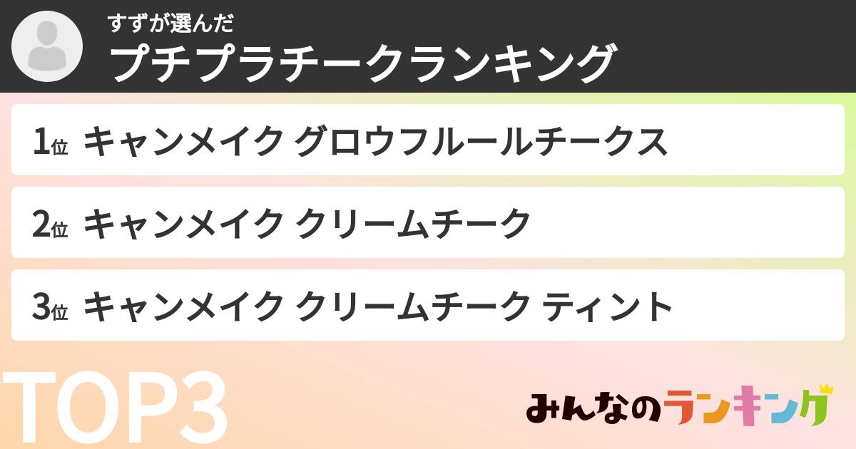 すずさんの「プチプラチークランキング」