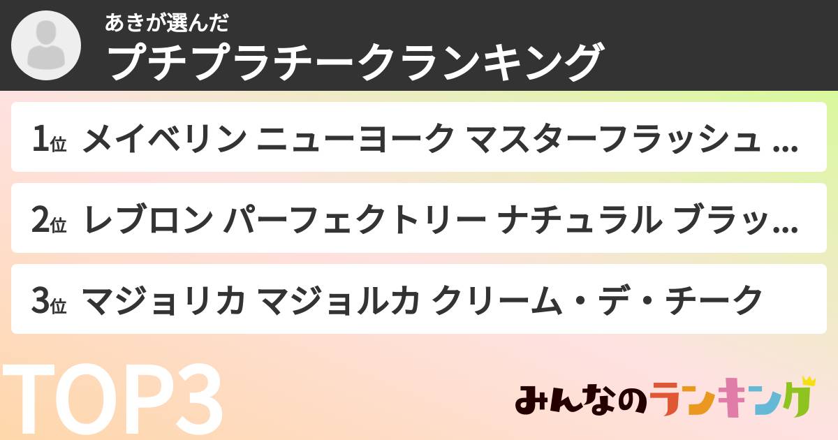 あきさんの「プチプラチークランキング」