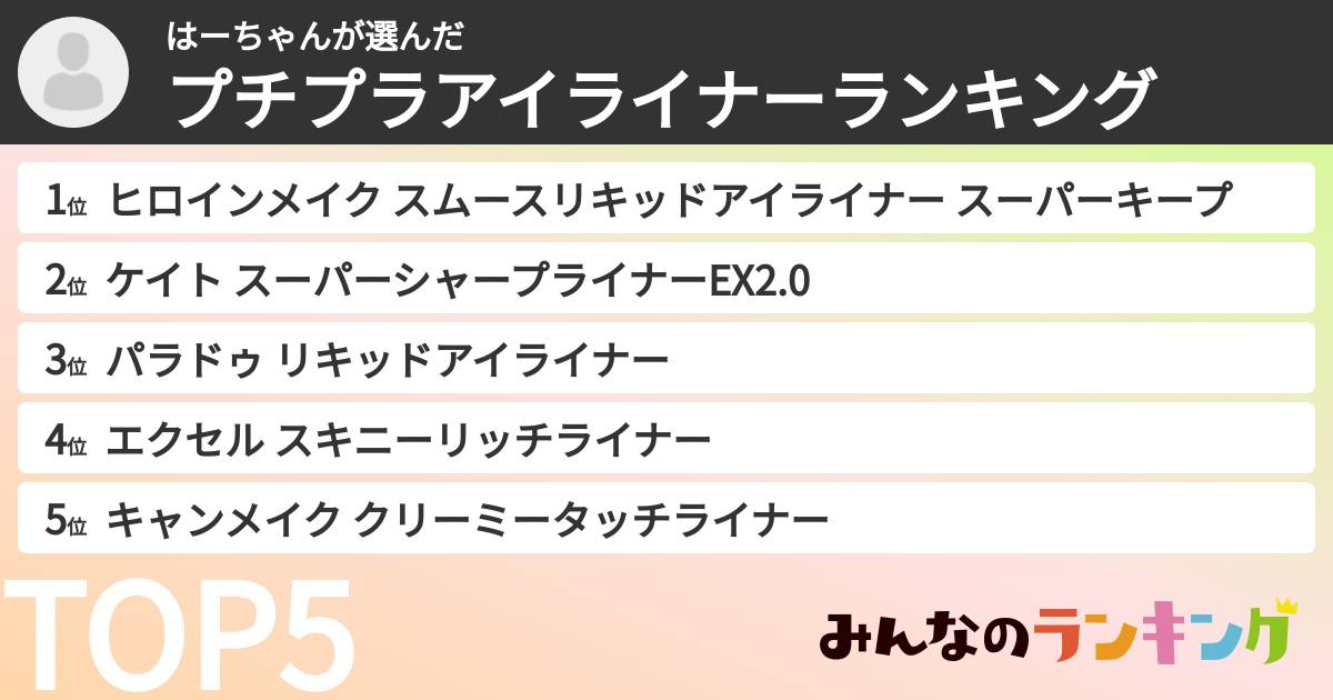 はーちゃんさんの「プチプラアイライナーランキング」