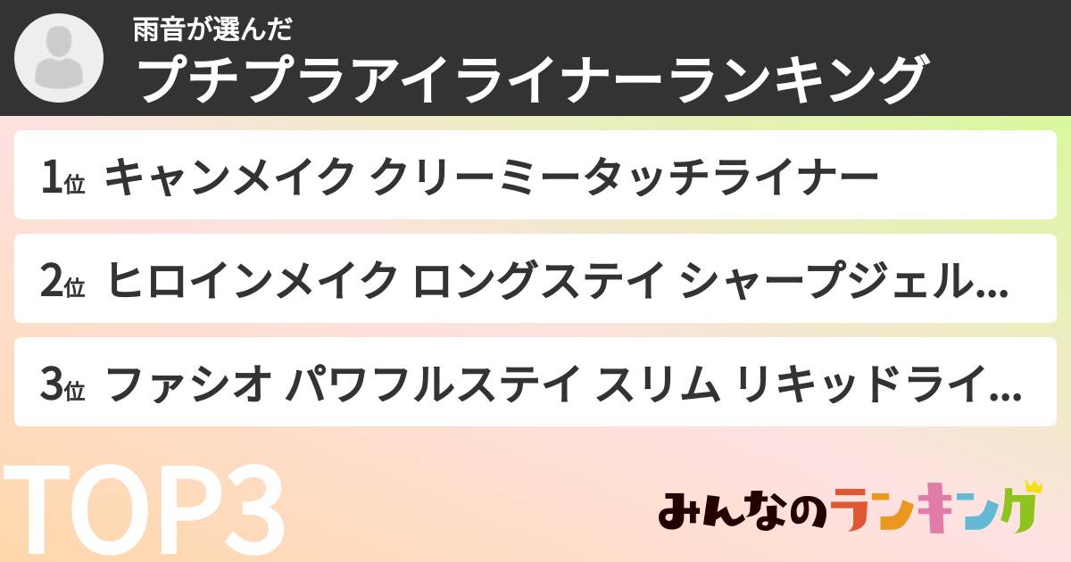 雨音さんの「プチプラアイライナーランキング」