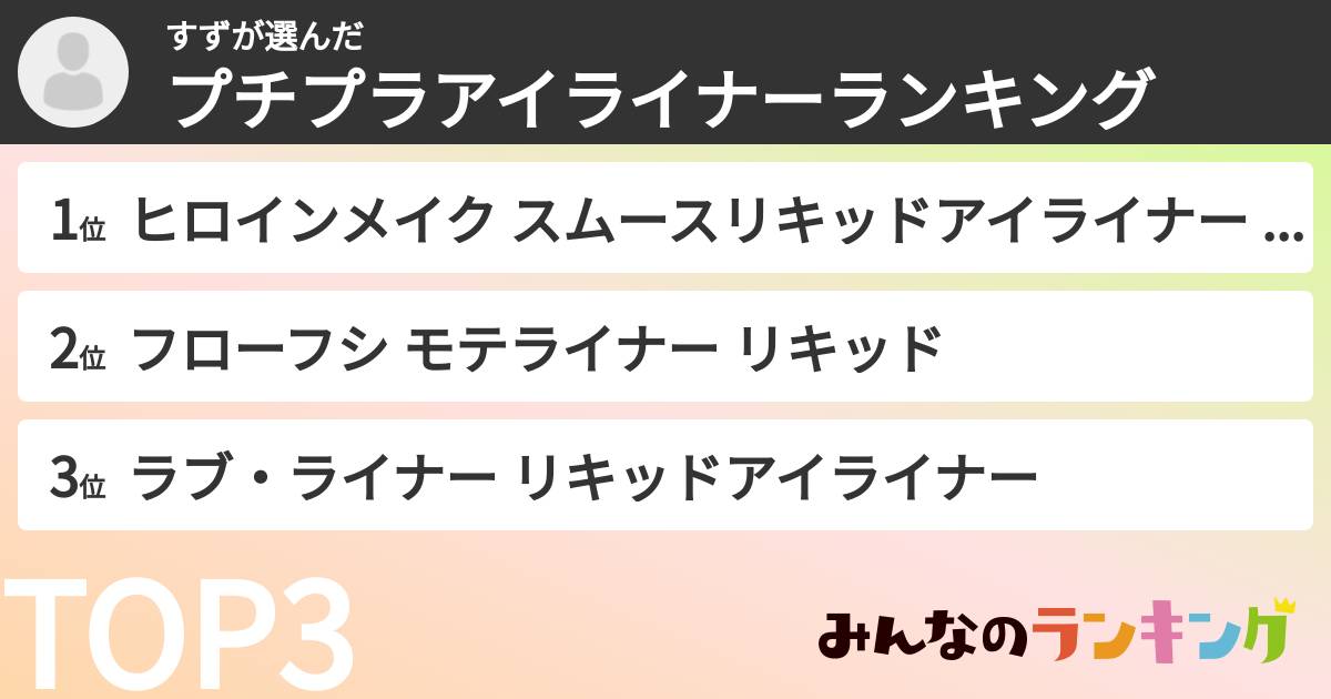 すずさんの「プチプラアイライナーランキング」