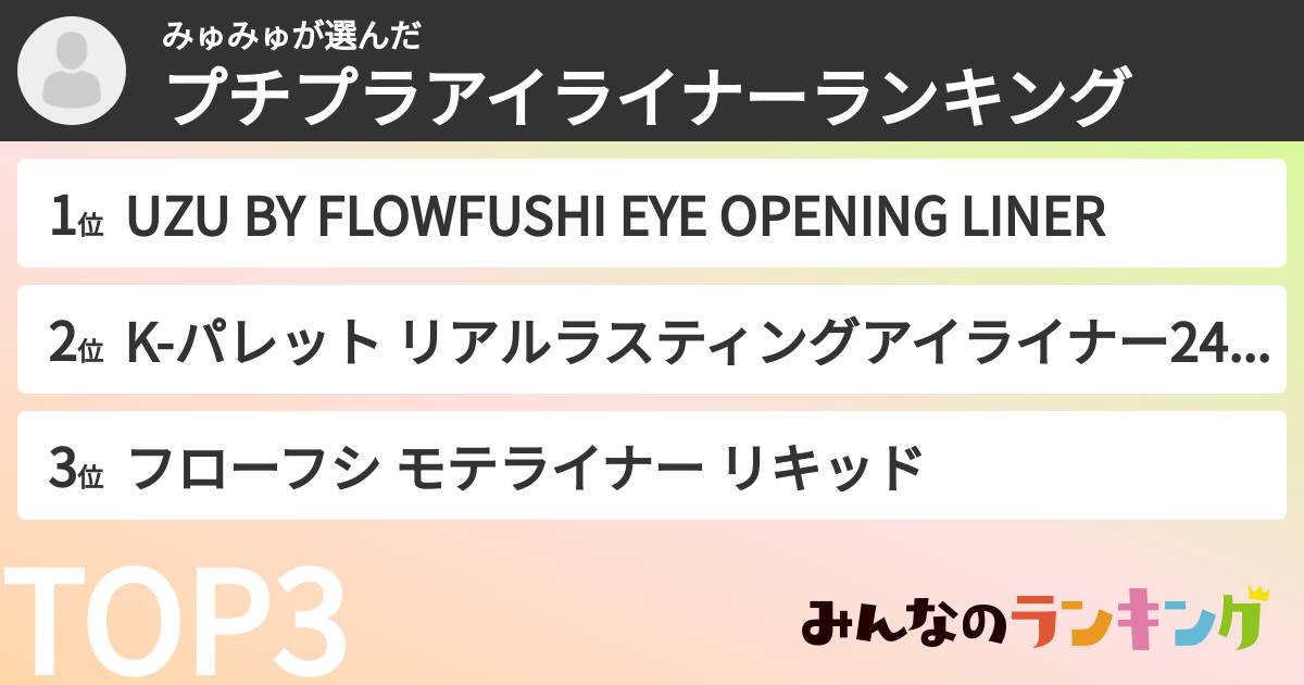 みゅみゅさんの「プチプラアイライナーランキング」