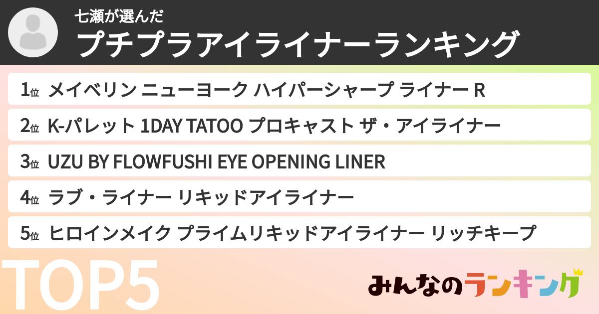 七瀬さんの「プチプラアイライナーランキング」