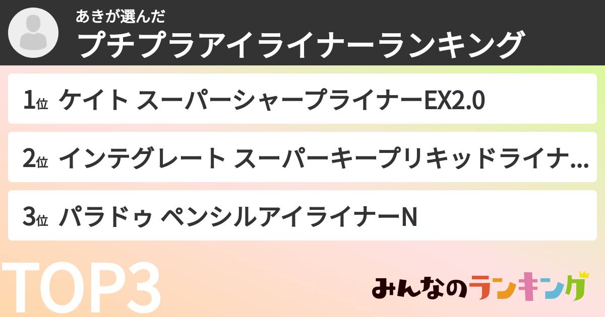 あきさんの「プチプラアイライナーランキング」