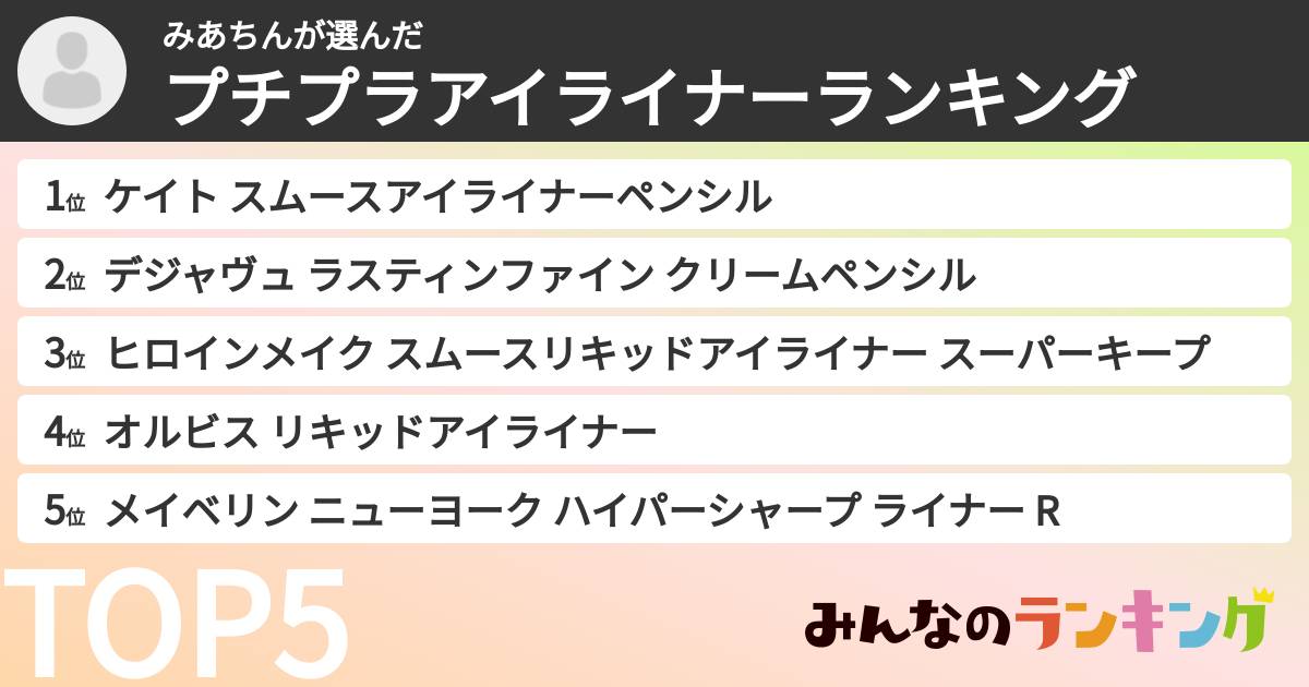 みあちんさんの「プチプラアイライナーランキング」