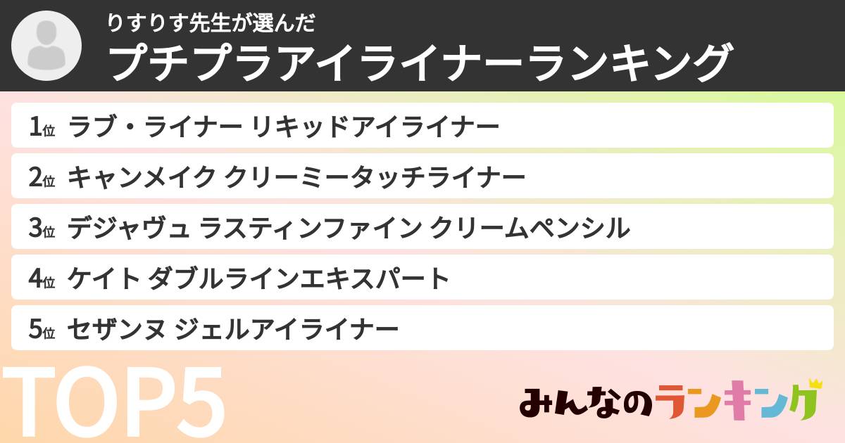 りすりす先生さんの「プチプラアイライナーランキング」