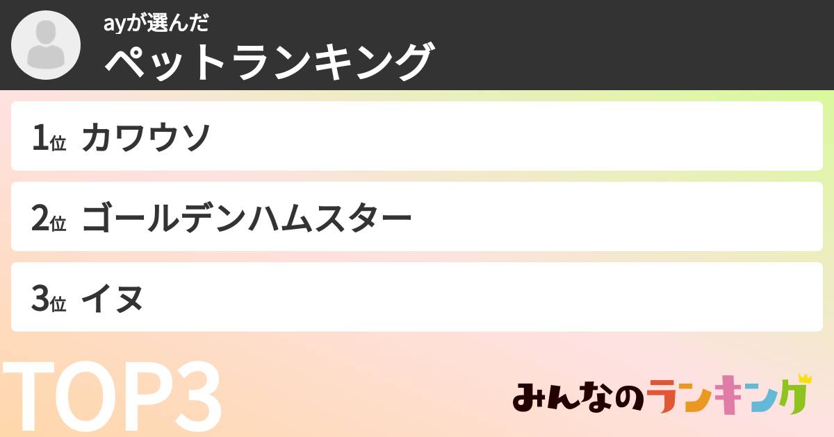 ayさんの「ペットランキング」