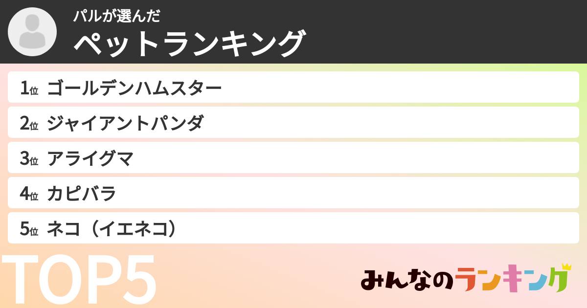 パルさんの「ペットランキング」