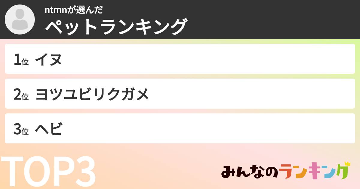 ntmnさんの「ペットランキング」