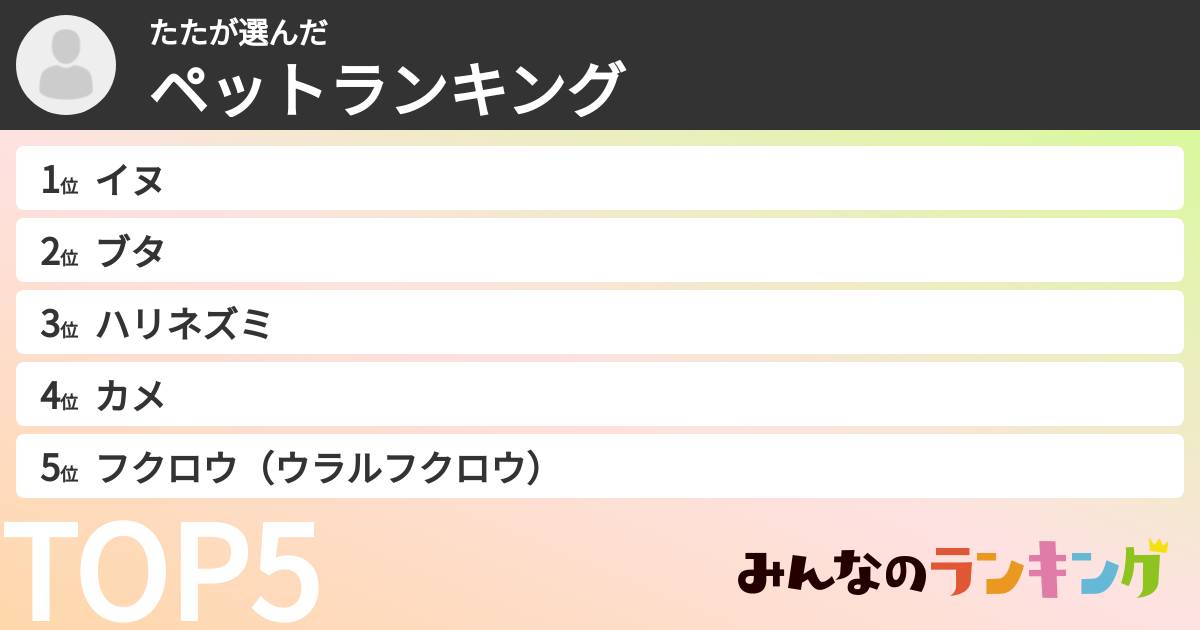 たたさんの「ペットランキング」