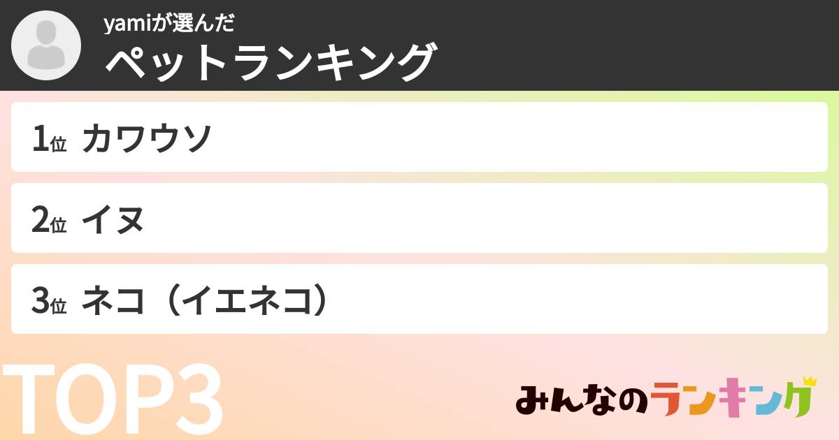 yamiさんの「ペットランキング」