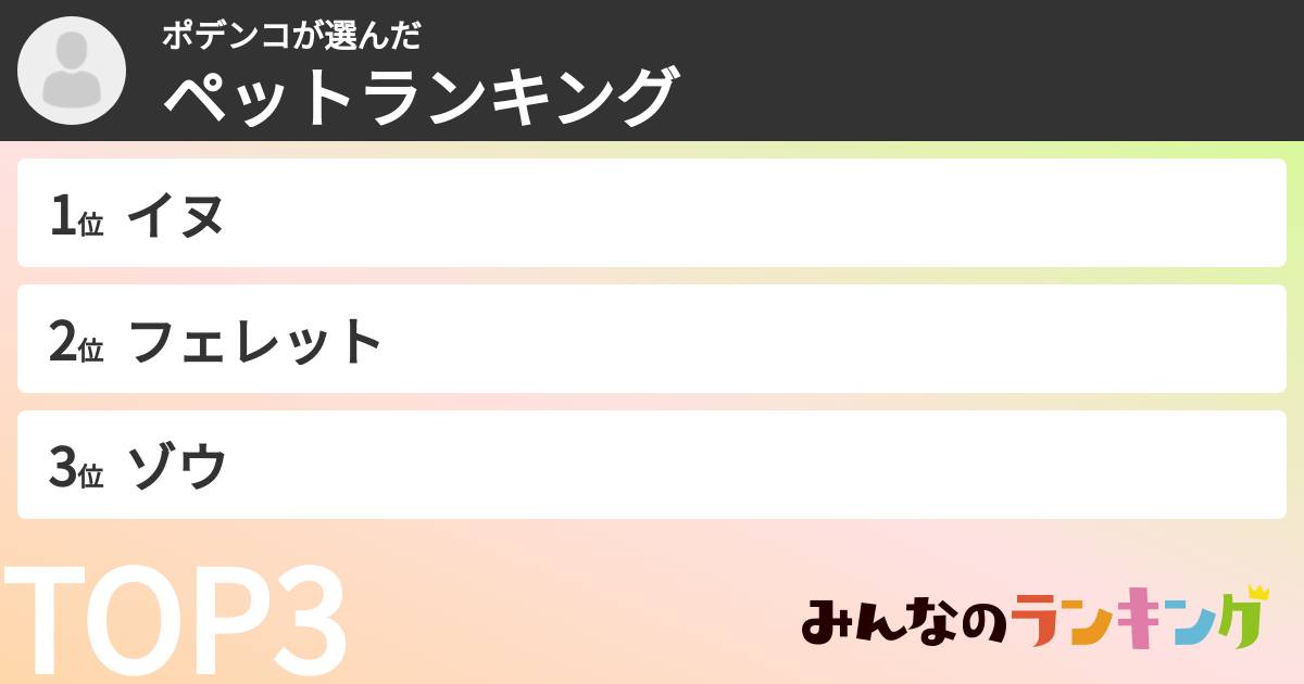 ポデンコさんの「ペットランキング」