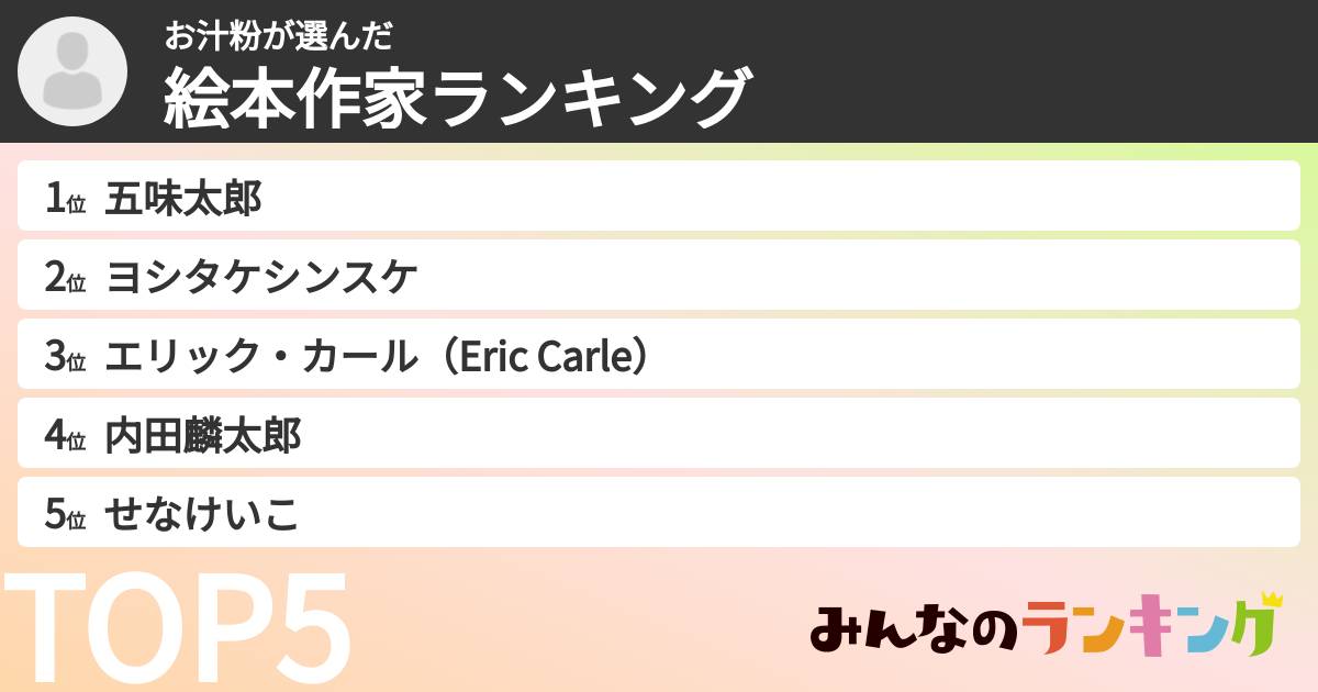 お汁粉さんの「絵本作家ランキング」