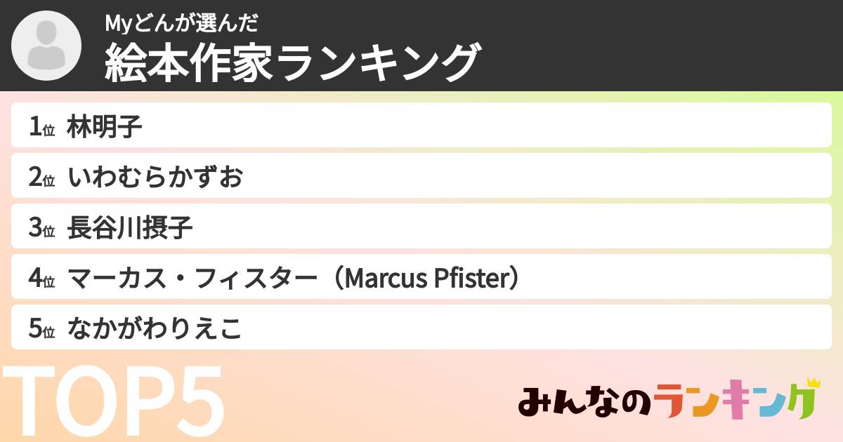 Myどんさんの「絵本作家ランキング」