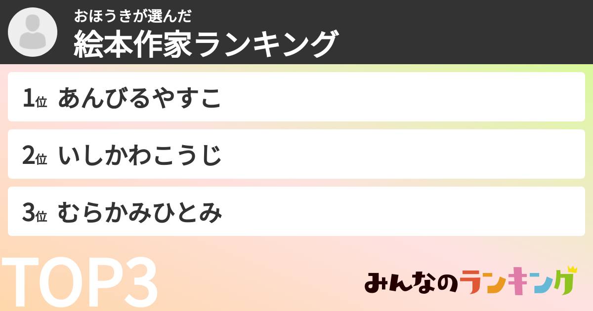 おほうきさんの「絵本作家ランキング」