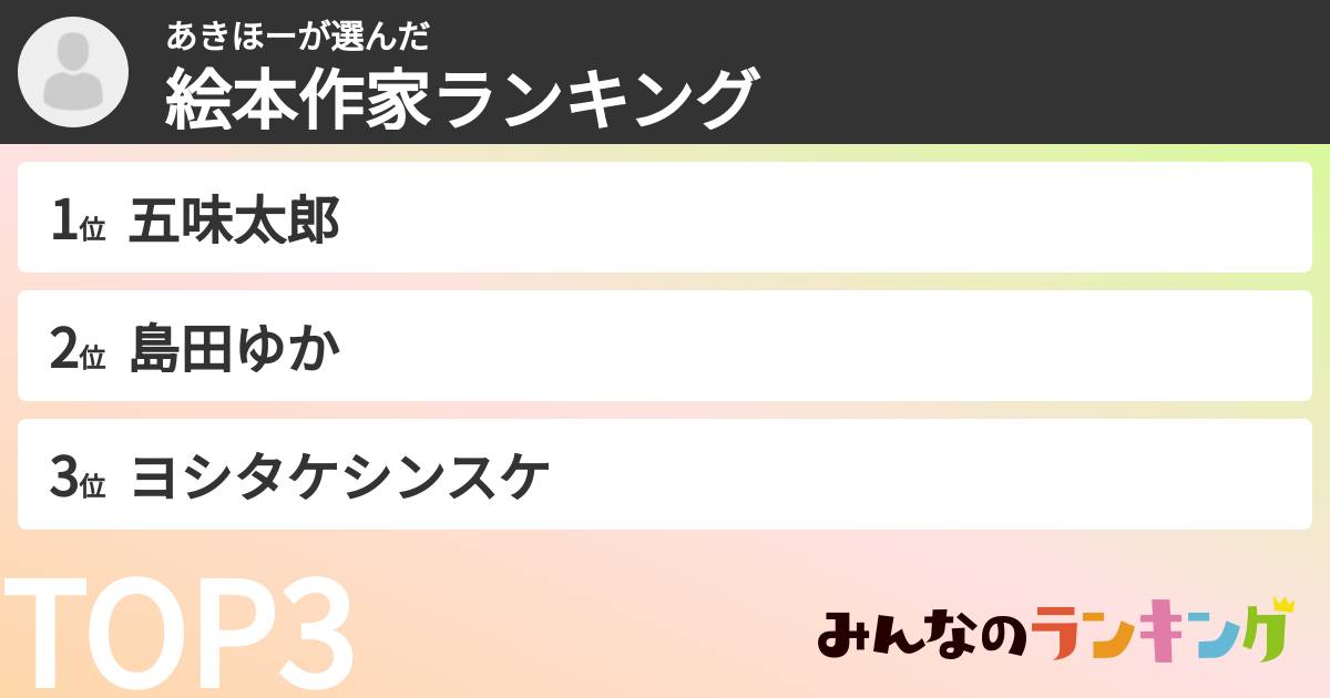 あきほーさんの「絵本作家ランキング」