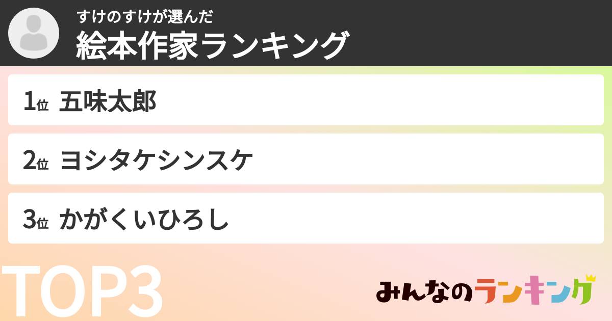 すけのすけさんの「絵本作家ランキング」