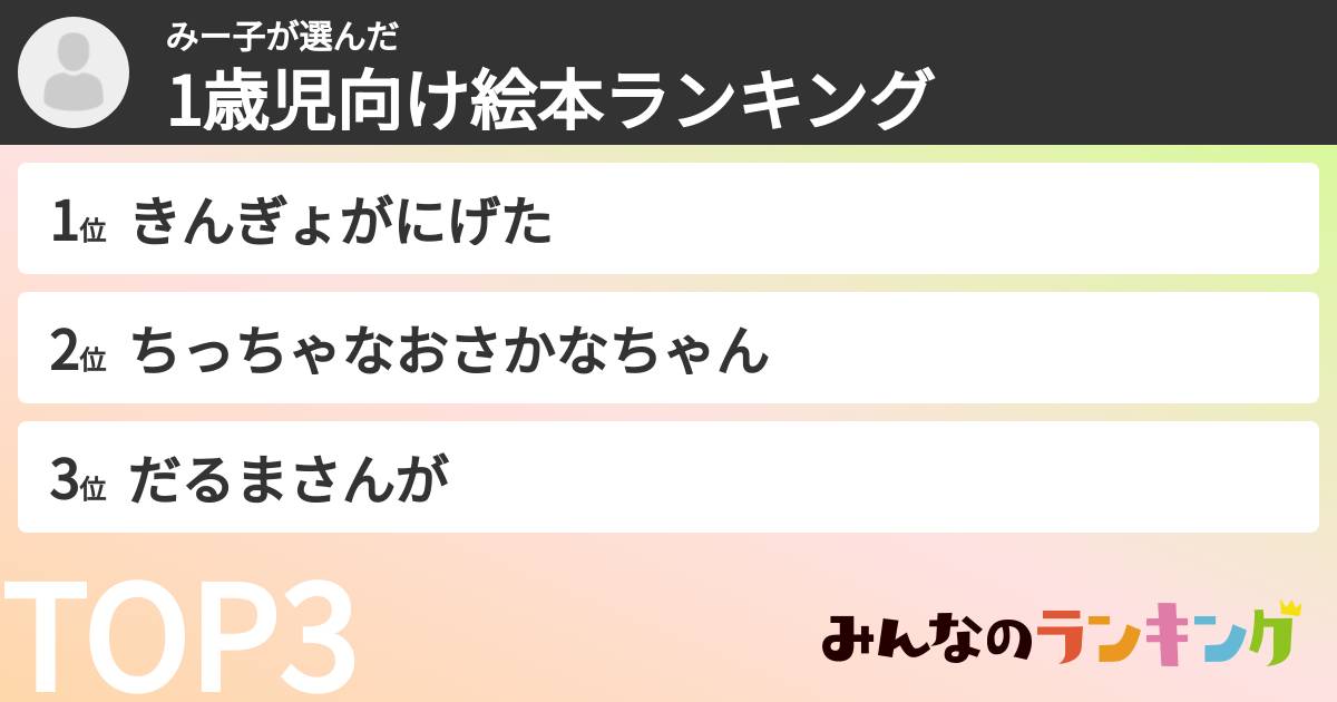 みー子さんの「1歳児向け絵本ランキング」