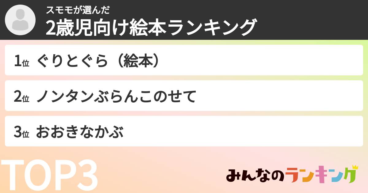 スモモさんの「2歳児向け絵本ランキング」