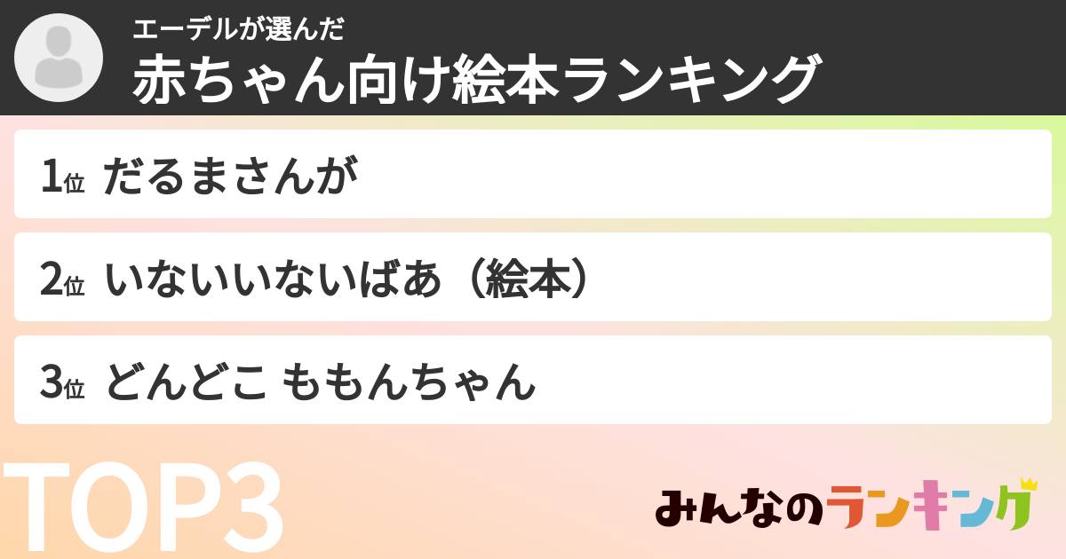 エーデルさんの「赤ちゃん向け絵本ランキング」