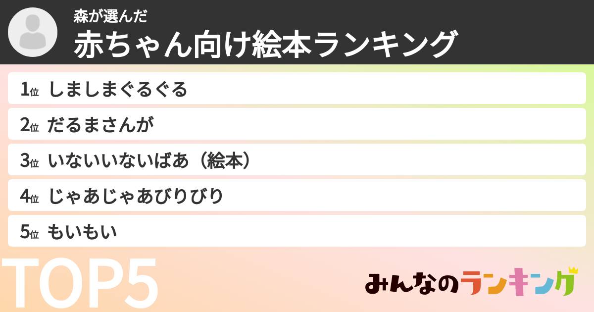 森さんの「赤ちゃん向け絵本ランキング」