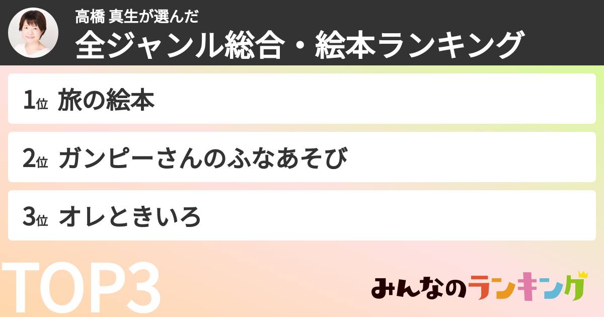高橋 真生さんの「全ジャンル総合・絵本ランキング」