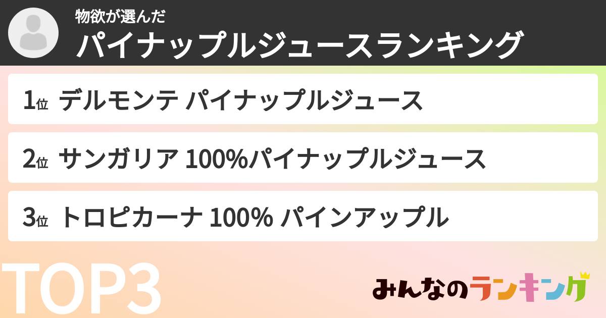 物欲さんの「パイナップルジュースランキング」