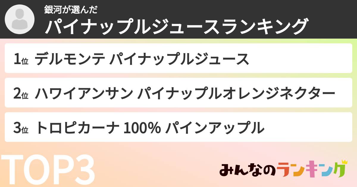 銀河さんの「パイナップルジュースランキング」