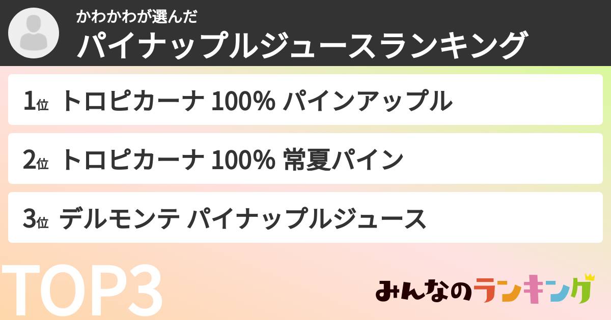 かわかわさんの「パイナップルジュースランキング」