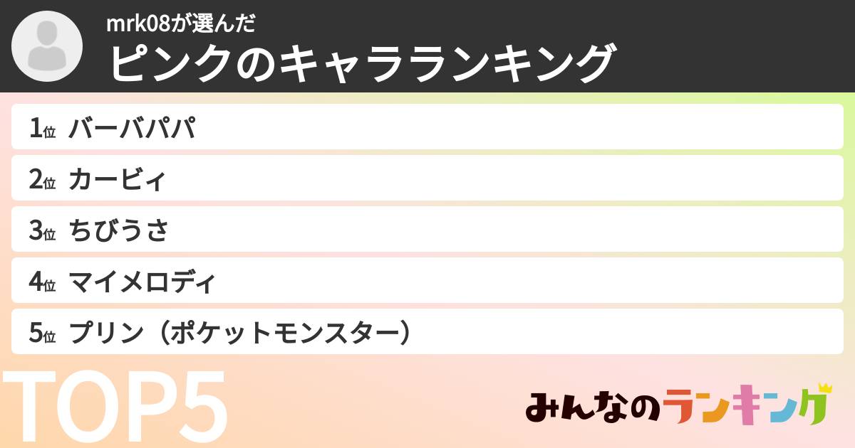 mrk08さんの「ピンクのキャラランキング」