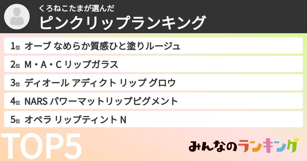 くろねこたまさんの「ピンクリップランキング」