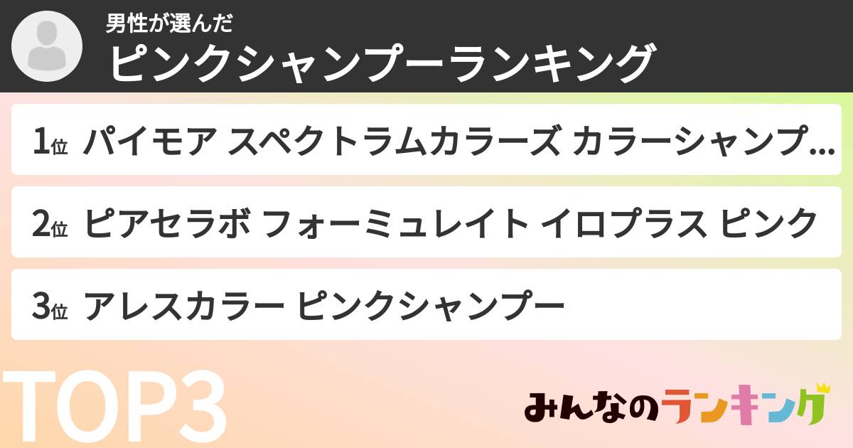 男性さんの「ピンクシャンプーランキング」