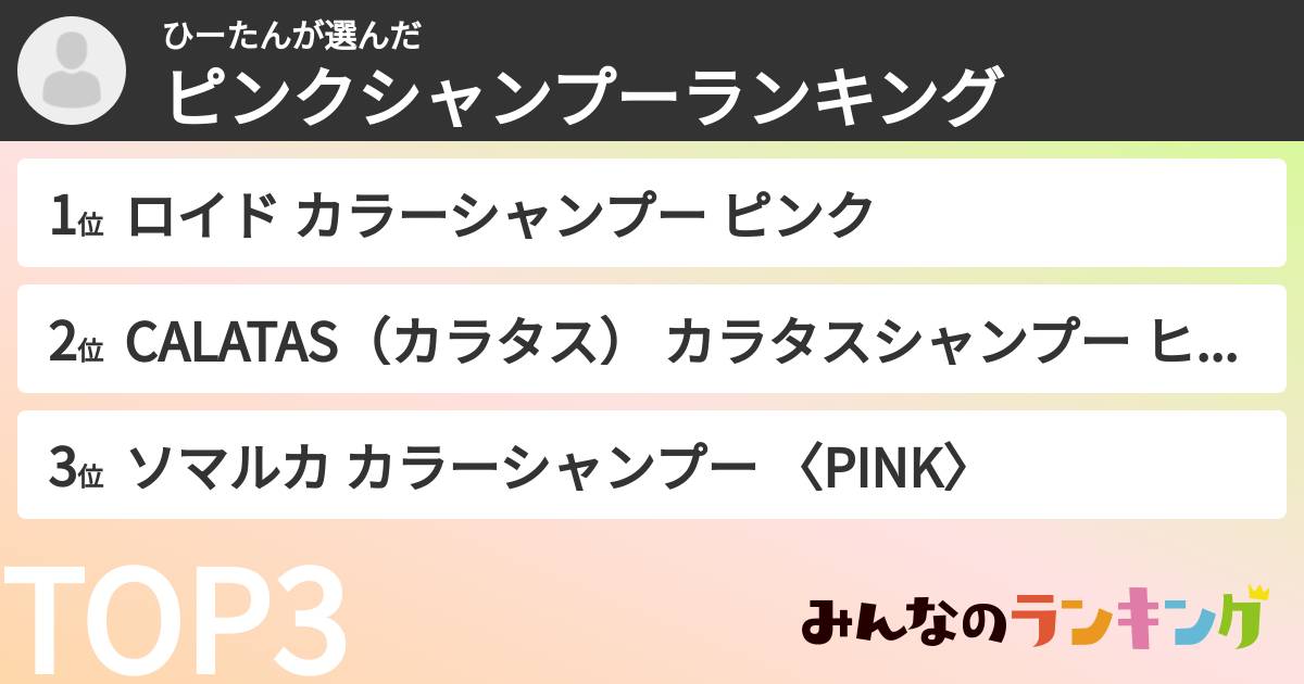 ひーたんさんの「ピンクシャンプーランキング」
