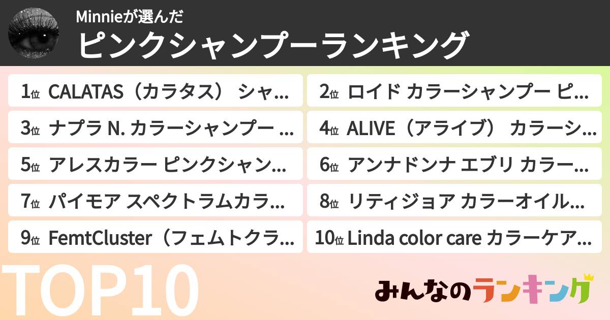 Minnieさんの「ピンクシャンプーランキング」