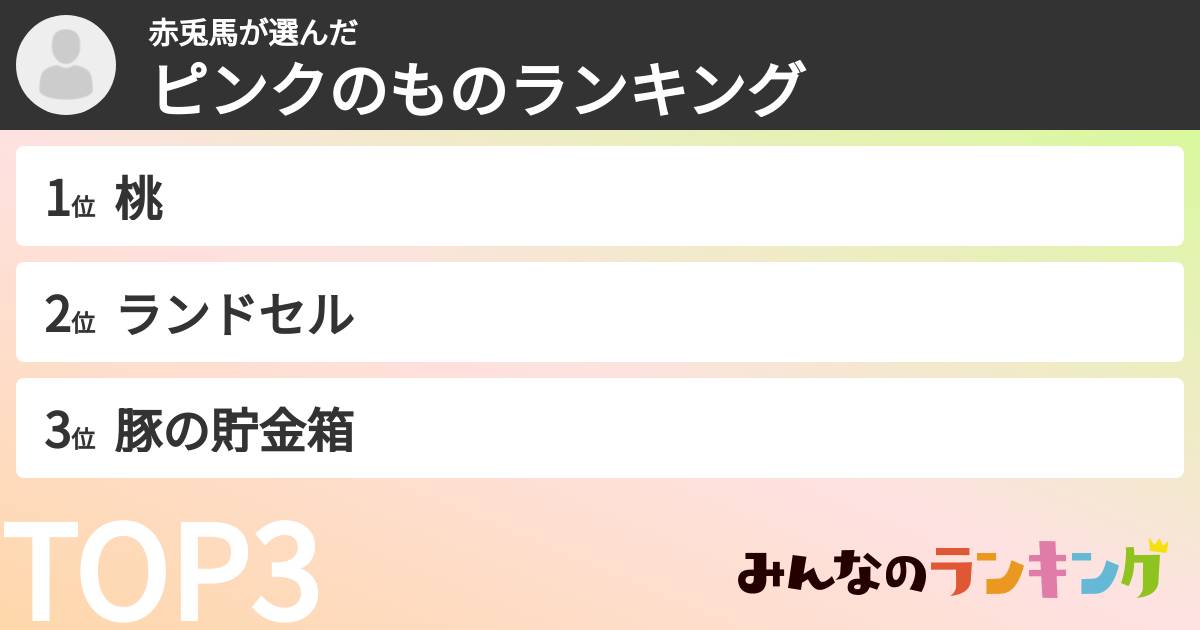 赤兎馬さんの「ピンクのものランキング」
