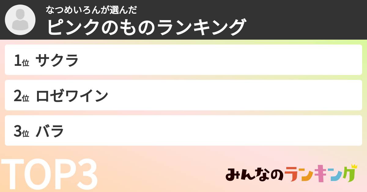 なつめいろんさんの「ピンクのものランキング」