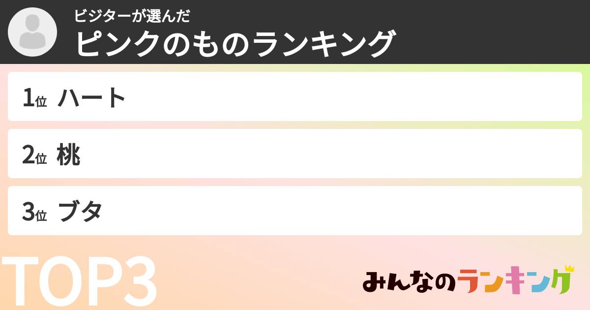 ビジターさんの「ピンクのものランキング」