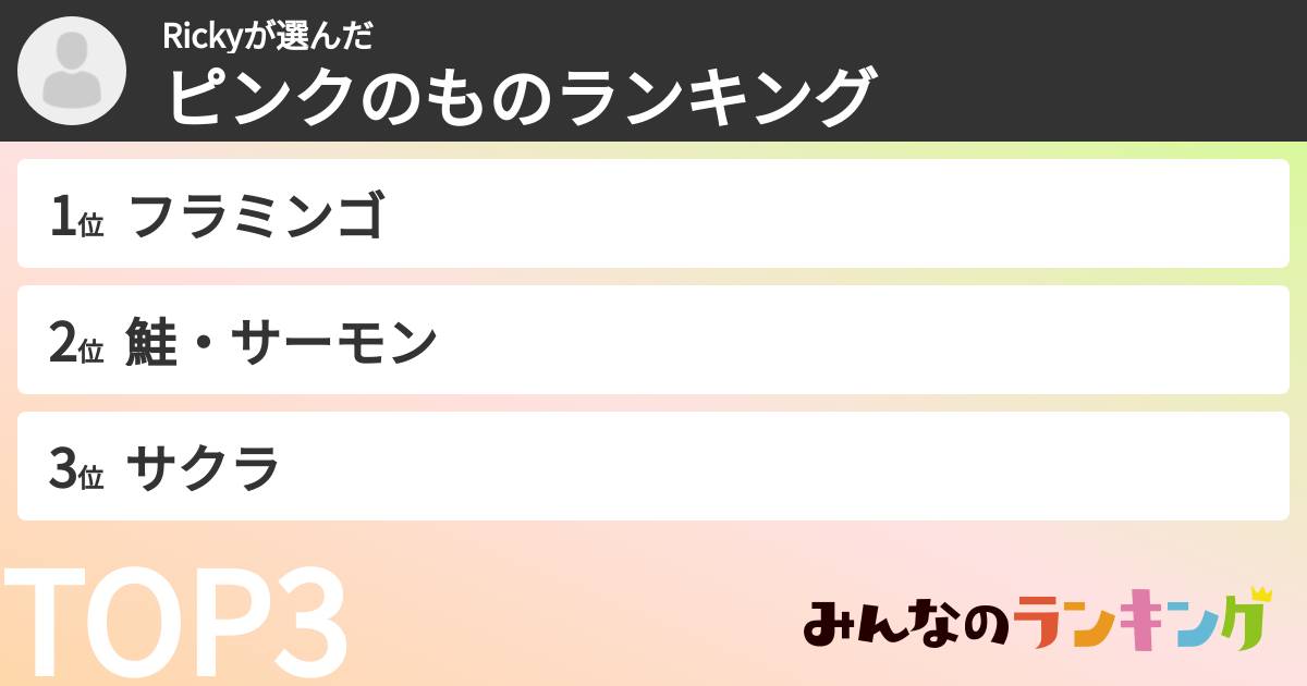 Rickyさんの「ピンクのものランキング」