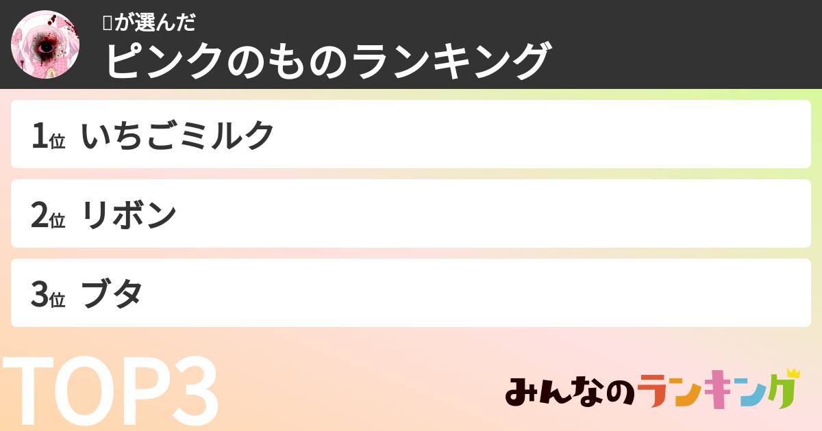🎀さんの「ピンクのものランキング」